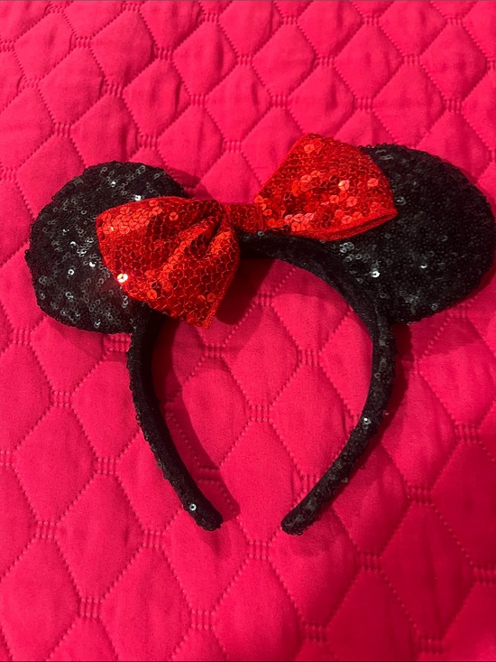 Other - Black Sequin Mouse Ear Headband with Red Sequin Bow